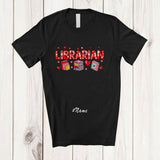 MacnyStore - Personalized Custom Name Librarian; Lovely Valentine Hearts Books; Women Proud Jobs T-Shirt