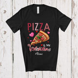 MacnyStore - Personalized Custom Name Pizza Is My Valentine; Humorous Valentine's Day Groovy Food Lover T-Shirt