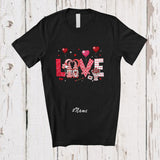 MacnyStore - Personalized Custom Name LOVE; Adorable Valentine's Day Hearts Flowers Couple Gnomes Lover T-Shirt