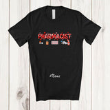 MacnyStore - Personalized Custom Name Pharmacist; Lovely Valentine Hearts Pills; Women Proud Jobs T-Shirt