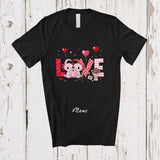 MacnyStore - Personalized Custom Name LOVE; Adorable Valentine's Day Hearts Flowers Couple Axolotl Lover T-Shirt