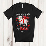 MacnyStore - Personalized Custom Name You Make My Heart Go Baa; Lovely Valentine Hearts Sheep Farmer T-Shirt
