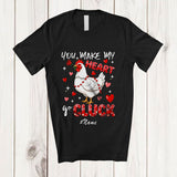 MacnyStore - Personalized Custom Name You Make My Heart Go Cluck; Lovely Valentine Hearts Chicken Farmer T-Shirt