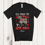 MacnyStore - Personalized Custom Name You Make My Heart Go Hee-Haw; Lovely Valentine Hearts Donkey Farmer T-Shirt