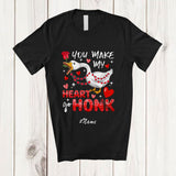MacnyStore - Personalized Custom Name You Make My Heart Go Honk; Lovely Valentine Hearts Goose Farmer T-Shirt