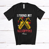 MacnyStore - Personalized Custom Name I Found My Valentine; Joyful Saxophone Musical Instrument Player Hearts T-Shirt