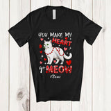 MacnyStore - Personalized Custom Name You Make My Heart Go Meow; Lovely Valentine Hearts Cat Farmer T-Shirt
