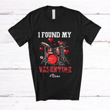 MacnyStore - Personalized Custom Name I Found My Valentine; Joyful Drum Musical Instruments Player Hearts T-Shirt