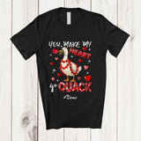 MacnyStore - Personalized Custom Name You Make My Heart Go Quack; Lovely Valentine Hearts Duck Farmer T-Shirt