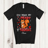 MacnyStore - Personalized Custom Name You Make My Heart Go Squeak; Lovely Valentine Hearts Squirrel Animal T-Shirt