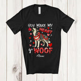 MacnyStore - Personalized Custom Name You Make My Heart Go Woof; Lovely Valentine Hearts Dog Animal T-Shirt