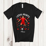 MacnyStore - Personalized Custom Name I Steal Hearts; Amazing Valentine Soccer Player Team; Single Lover T-Shirt