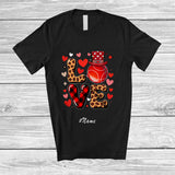 MacnyStore - Personalized Custom Name LOVE; Amusing Valentine Red Leopard Plaid Bocce Player Couple T-Shirt