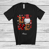 MacnyStore - Personalized Custom Name LOVE; Amusing Valentine Red Leopard Plaid Golf Player Couple T-Shirt