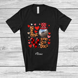 MacnyStore - Personalized Custom Name LOVE; Amusing Valentine Red Leopard Plaid Petanque Player Couple T-Shirt