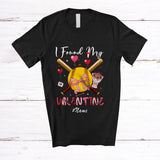 MacnyStore - Personalized Custom Name I Found My Valentine; Joyful Softball Sport Player Team; Groovy Hearts T-Shirt