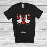 MacnyStore - Personalized Custom Name Couple Goose With Hearts; Adorable Valentine's Day Farmer Farming T-Shirt