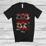 MacnyStore - Personalized Custom Name Valentine With My Cane Corsos; Adorable Hearts Couple Animal Owner T-Shirt