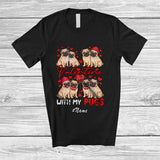 MacnyStore - Personalized Custom Name Valentine With My Pugs; Adorable Hearts Couple Pugs Owner T-Shirt