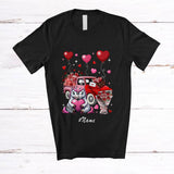 MacnyStore - Personalized Custom Name Couple Pink Horse With Pickup Truck; Amusing Valentine Hearts Couple T-Shirt