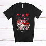 MacnyStore - Personalized Custom Name Couple Pink Cow With Pickup Truck; Amusing Valentine Hearts Couple T-Shirt