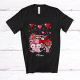 MacnyStore - Personalized Custom Name Couple Pink Axolotl With Pickup Truck; Amusing Valentine Hearts Couple T-Shirt