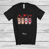 MacnyStore - Personalized Custom Name Four Cats With Hearts; Amusing Valentine's Day Kittens Cat Collection T-Shirt