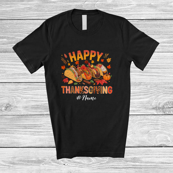 MacnyStore - Personalized Custom Name Happy Thanksgiving; Adorable Fall Taco; Family Friends Group T-Shirt