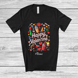 MacnyStore - Personalized Custom Name Happy Valentine; Amusing Hearts Bartender Tools Squad; Proud Jobs T-Shirt