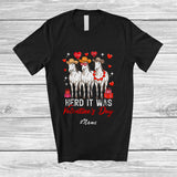 MacnyStore - Personalized Custom Name Herd It Was Valentine's Day; Humorous Horse Hearts Farmer Lover T-Shirt