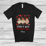 MacnyStore - Personalized Custom Name Herd It Was Valentine's Day; Humorous Sheep Hearts Farmer Lover T-Shirt