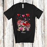 MacnyStore - Personalized Custom Name Pink Pug Pickup Truck; Lovely Valentine Hearts Couple Lover T-Shirt