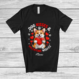 MacnyStore - Personalized Custom Name Dog Kisses Valentine Wishes; Lovely Corgi Hugging Heart T-Shirt