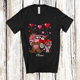 MacnyStore - Personalized Custom Name Pink Dachshund Pickup Truck; Lovely Valentine Hearts Couple Lover T-Shirt