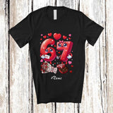 MacnyStore - Personalized Custom Name 6 7; Adorable Valentine's Day Six Seven Hearts Flowers Couple Lover T-Shirt