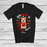 MacnyStore - Personalized Custom Name Dog Kisses Valentine Wishes; Lovely Pit Bull Hugging Heart T-Shirt