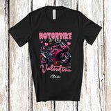 MacnyStore - Personalized Custom Name Motorbike Is My Valentine; Humorous Pink Motorbike Riding Biker Lover T-Shirt
