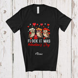 MacnyStore - Personalized Custom Name Flock It Was Valentine's Day; Adorable Three Owl Hearts Bird Lover T-Shirt
