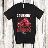 MacnyStore - Personalized Custom Name Crushin' Hearts; Amazing Valentine Hearts On Garbage Truck Driver Lover T-Shirt