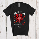 MacnyStore - Personalized Custom Name Math Is My Valentine; Amazing Plaid Heart Geometry Math Student Teacher T-Shirt