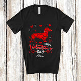 MacnyStore - Personalized Custom Name Happy Valentine; Lovely Dachshund Heart Shape; Girls Women Group T-Shirt