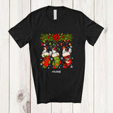 MacnyStore - Personalized Custom Name Three Chickens In Christmas Socks; Lovely Animal Lover Family Group T-Shirt