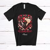MacnyStore - Personalized Custom Name Hair Stylist; Proud Valentine Hearts Pink Hair Stylist Barber; Jobs T-Shirt