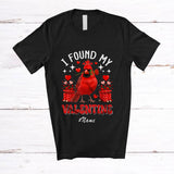 MacnyStore - Personalized Custom Name I Found My Valentine; Lovely Valentine's Day Cardinal Bird Flower Hearts T-Shirt