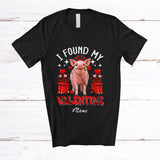 MacnyStore - Personalized Custom Name I Found My Valentine; Lovely Pig Farm Animal Flower Hearts T-Shirt