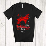 MacnyStore - Personalized Custom Name Happy Valentine's Day; Lovely Hearts Australian Shepherd Shape T-Shirt
