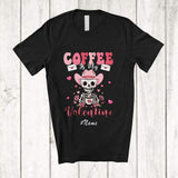 MacnyStore - Personalized Custom Name Coffee Is My Valentine; Lovely Skeleton Drinking Coffee Lover T-Shirt