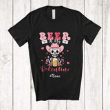 MacnyStore - Personalized Custom Name Beer Is My Valentine; Lovely Skeleton Drinking Beer Drunker T-Shirt