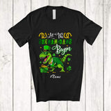 MacnyStore - Personalized Custom Name Shenanigans Begin; Joyful St. Patrick's Day T-Rex Sunglasses Shamrock T-Shirt