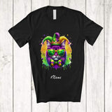 MacnyStore - Personalized Custom Name Cat Face Wearing Sunglasses; Amazing Mardi Gras Cat Owner Parades T-Shirt